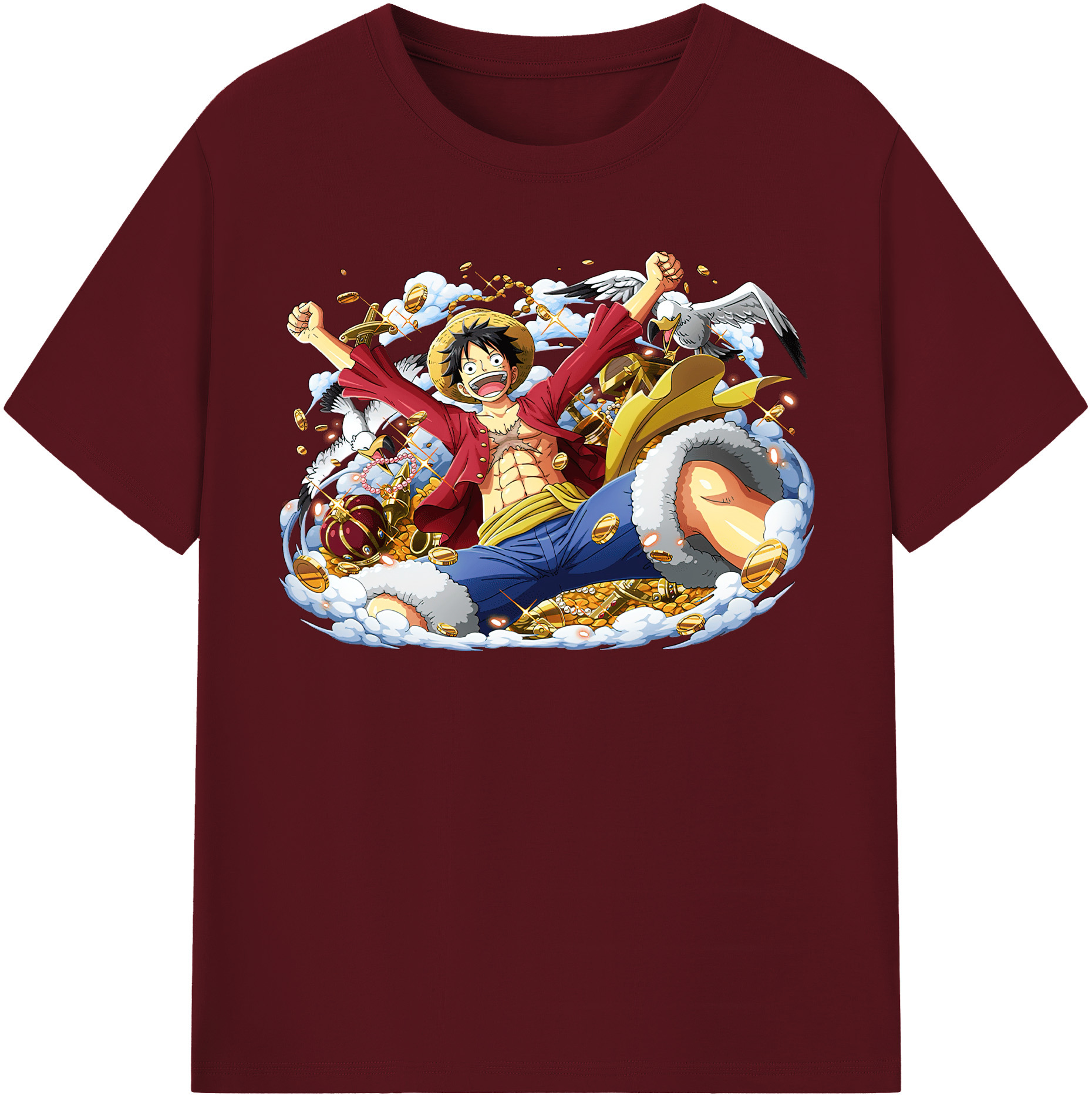 ワンピース モンキー・D・ルフィ ONE PIECE Monkey D. Luffy 綿100％半袖Tシャツ（フロントプリント）